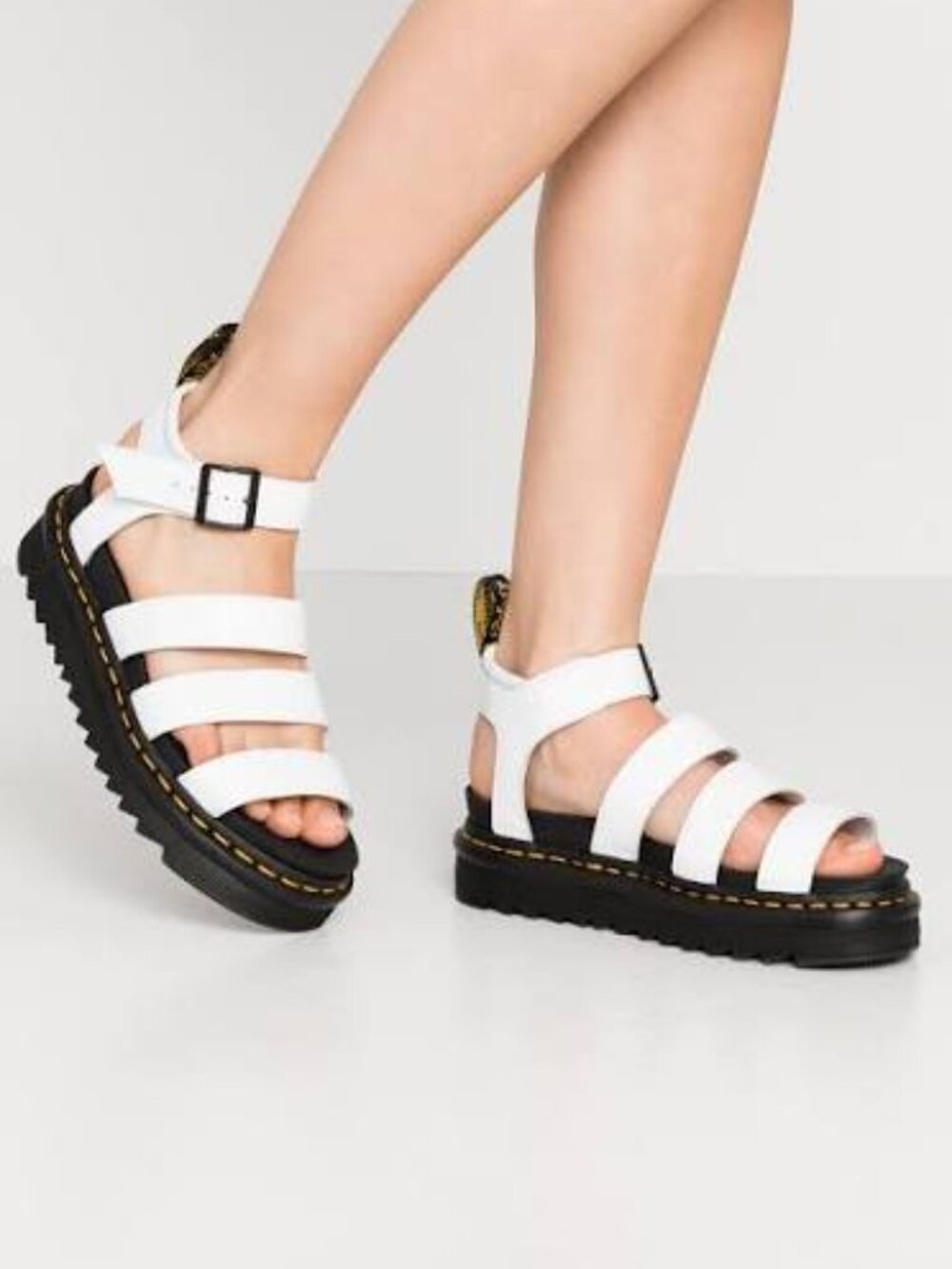 Dr. Martens White Leather Platform Sandals